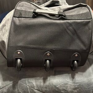 Men's Black and Gray Rolling Duffel Bag